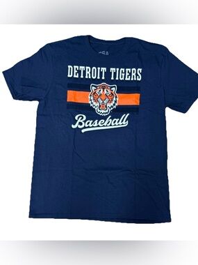 NWOT Detroit Tigers Baseball T-shirt Adult L Navy Blue Tiger Face MLB Apparel